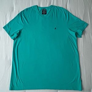 Mens Nautica 3XLT Turquoise V Neck Deck T Shirt, Active Stretch,Nice Condition
